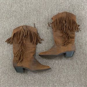Dingo 1969 Women's Brown Boots Cowboy Fringe Size 5.5‎ M